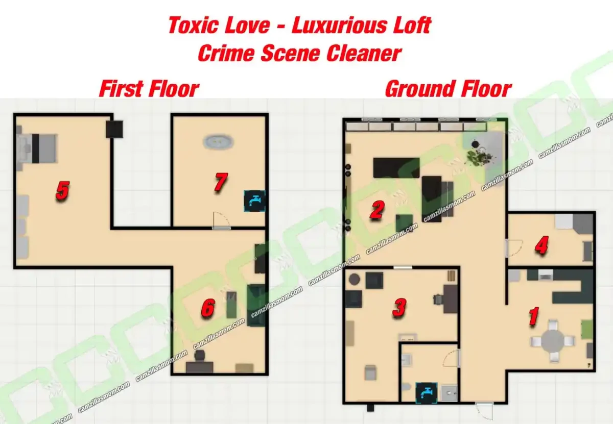 Overview-Map-of-Luxurious-Loft-Toxic-Love-Crime-Scene-Cleaner-2024 › camzillasmom.com Overview Map of Luxurious Loft Toxic Love Crime Scene Cleaner 2024 | camzillasmomcom