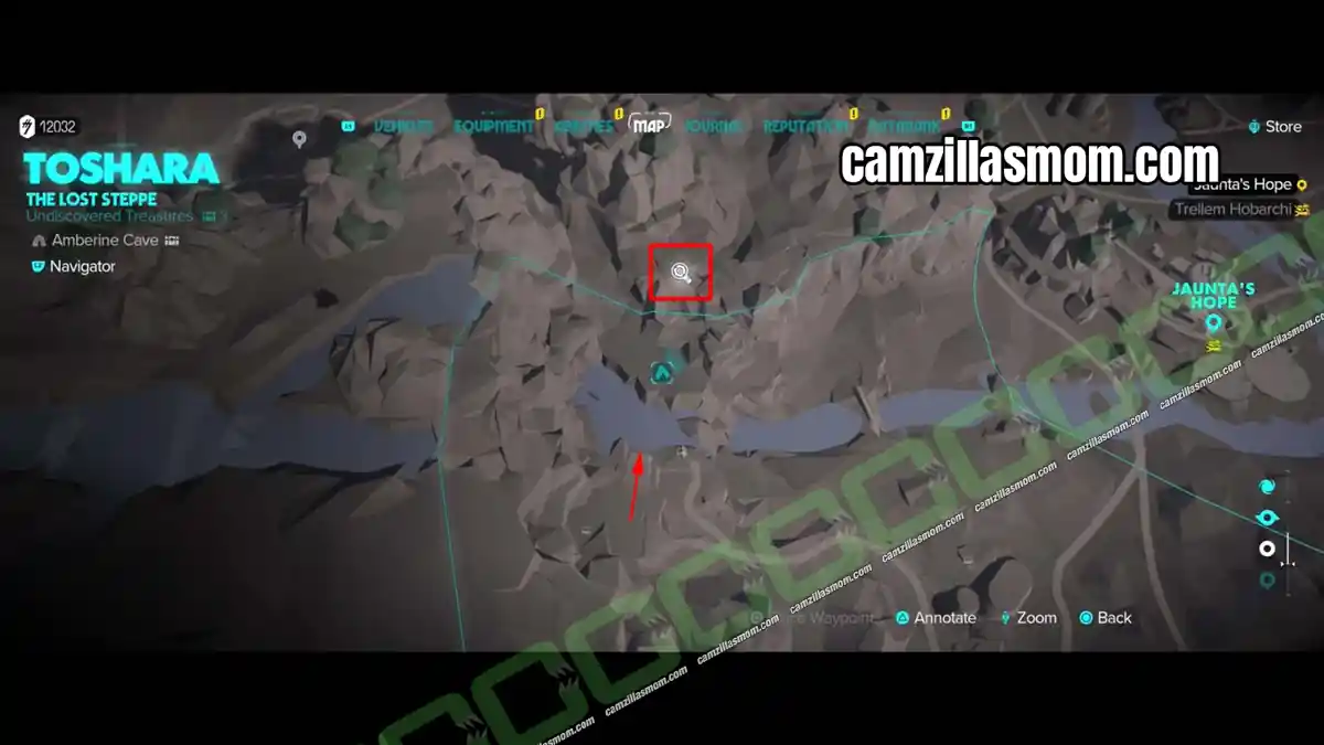 1-ramp-location-map-key-part-intel-durafiber-fabric-star-wars-outlaws Star Wars Outlaws map showing the red ramp in the northern Lost Steppe that leads to the Durafiber Fabric