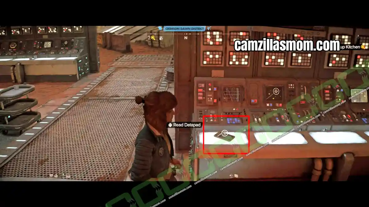 2-start-location-intel-smugglers-hideout-star-wars-outlaws Star Wars Outlaws Smugglers Hideout datapad on a computer console near the Mirogana landing pad