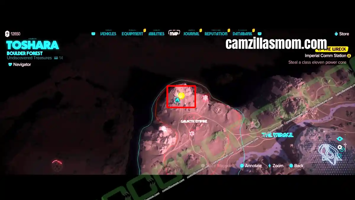 2-the-wreck-the-wreck-quest-star-wars-outlaws Imperial Comm Station location in north Boulder Forest on the Toshara map in Star Wars Outlaws