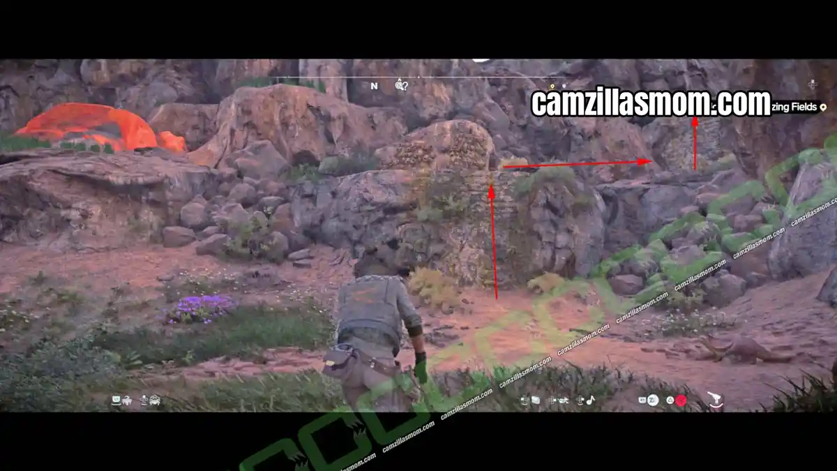 3-climbing-up-the-ramp-key-part-intel-durafiber-fabric-star-wars-outlaws Rippled rock walls to climb in Boulder Forest above the Crimson Dawn hideout in Star Wars Outlaws