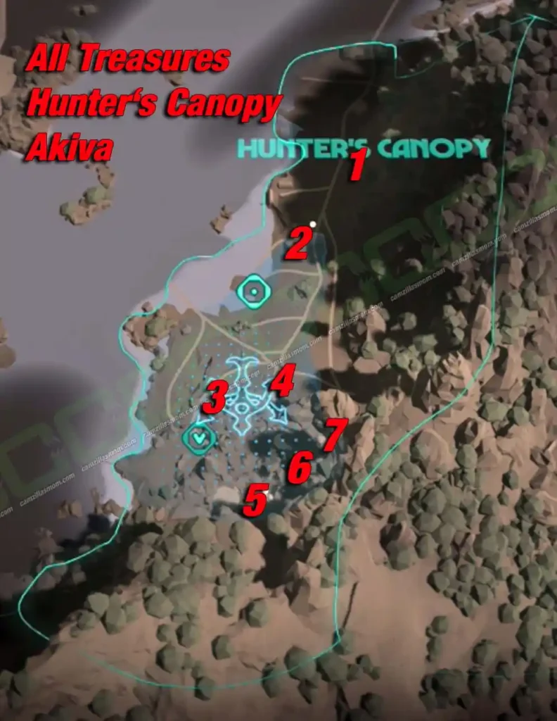 Hunters Canopy treasure overview map in Star Wars Outlaws with all treasure locations numbered