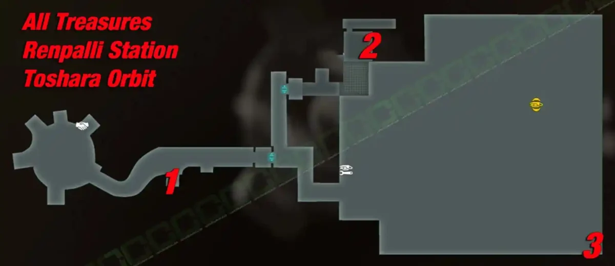 Renpalli Station treasure overview map in Star Wars Outlaws with all 3 locations numbered