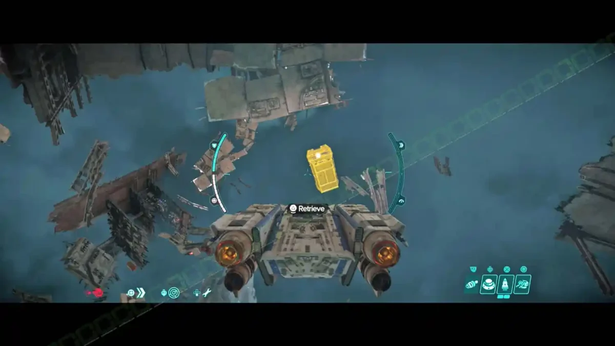 dark-cross-finish-location-kijimi-oribit-treasures-star-wars-outlaws Dark Cross Finish yellow container south of the Shadow Pass marker in Kijimi Orbit