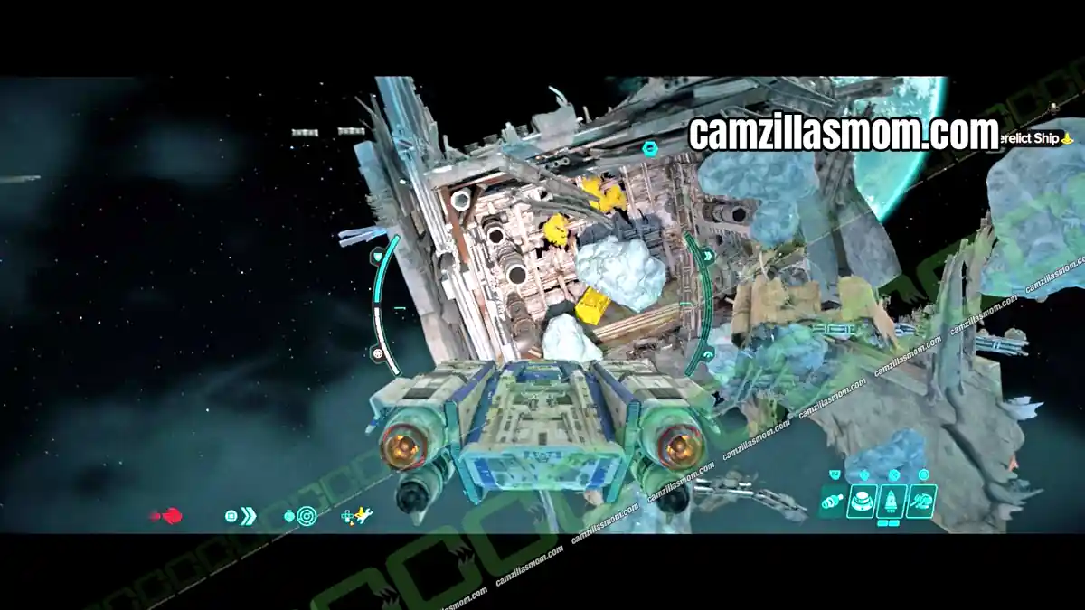 nfp-c28-ship-computer-location-kijimi-oribit-treasures-star-wars-outlaws X-FP-C28 Ship Computer container on debris east of the bright cluster in Kijimi Orbit