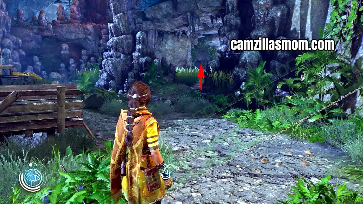 anomaly-11-scribings-access-location-suknasari-forest-chapter-3-unknown-9-awakening Path opposite the Gunner Lookouts leading to Anomaly 11 in the cave camp in Suknasari Forest Unknown 9 Awakening