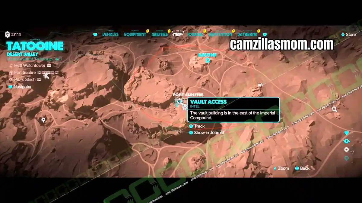 fort-sunfire-vault-map-desert-valley-treasures-star-wars-outlaws Fort Sunfire vault west of the courtyard on the Desert Valley map