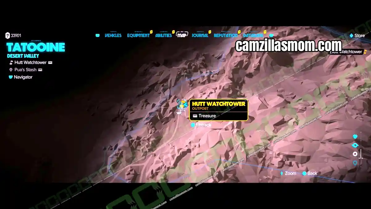 hutt-watchtower-map-desert-valley-treasures-star-wars-outlaws Hutt Watchtower in northwest Desert Valley on the map in Star Wars Outlaws
