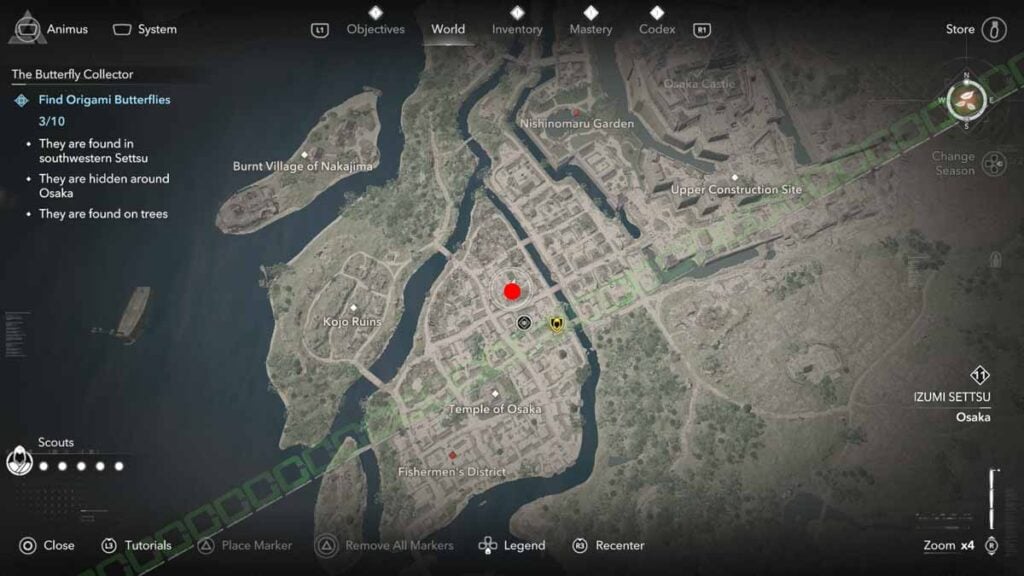  Origami 4   The Butterfly Collector   map   Izumi Settsu Region   Assassins Creed Shadows 2025 | camzillasmomcom