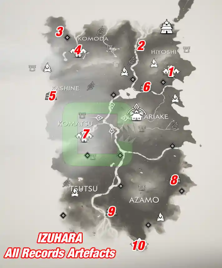  All Records Artefacts   map   Izuhara   Ghost of Tsushima | camzillasmomcom
