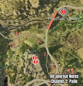 An overview map showing all the Journal Notes collectibles locations in Chapter 2 Palio of Mafia The Old Country