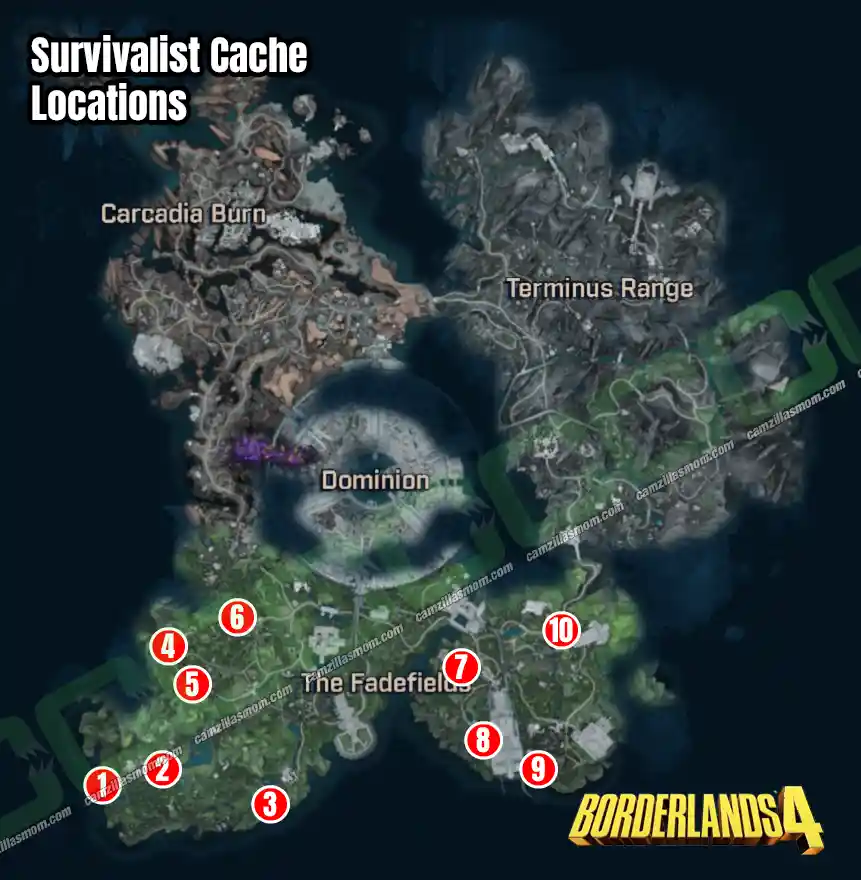 All Survivalist Caches Overview Map - Borderlands 4 › camzillasmom.com All Survivalist Caches Overview Map Borderlands 4 | camzillasmomcom