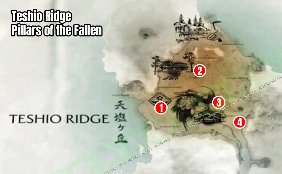 Teshio Ridge Pillars of the Fallen Overview Map - Ghost of Yotei › camzillasmom.com Teshio Ridge Pillars of the Fallen Overview Map Ghost of Yotei | camzillasmomcom