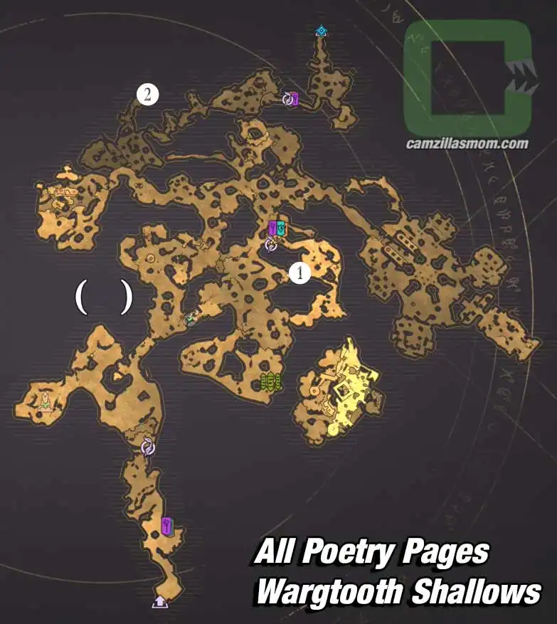  Overview-Map-All-Poetry-Pages-Wargtooth-Shallows-Tiny-Tinas-Wonderlands-2022 camzillasmom.com