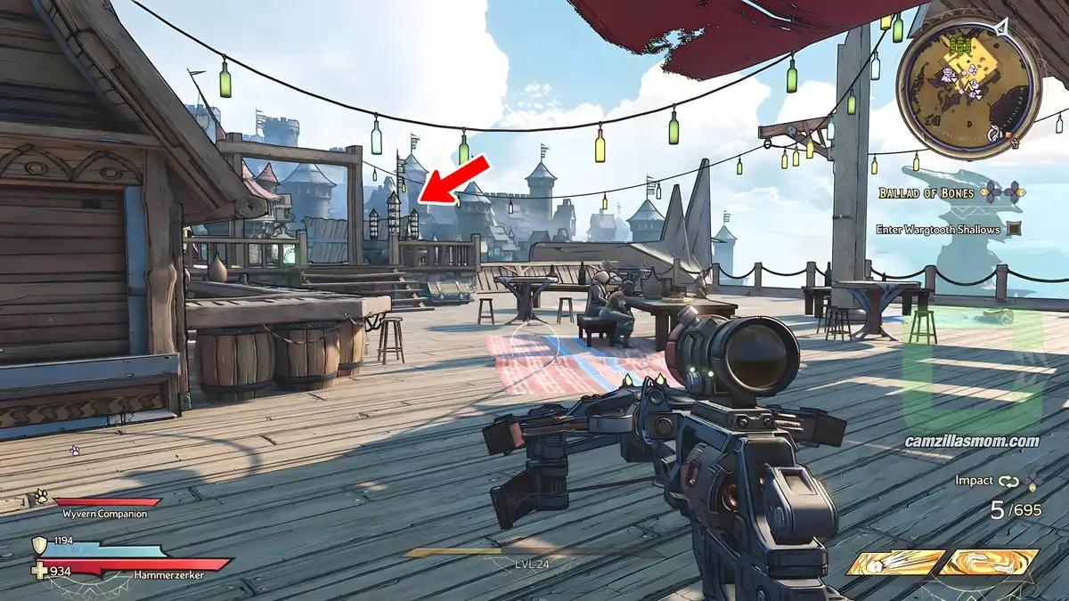 Rune-Switch-Brighthoof-Distance-Tiny-Tinas-Wonderlands-2022 An arrow in the screenshot pointing at the Rune Switch Location.