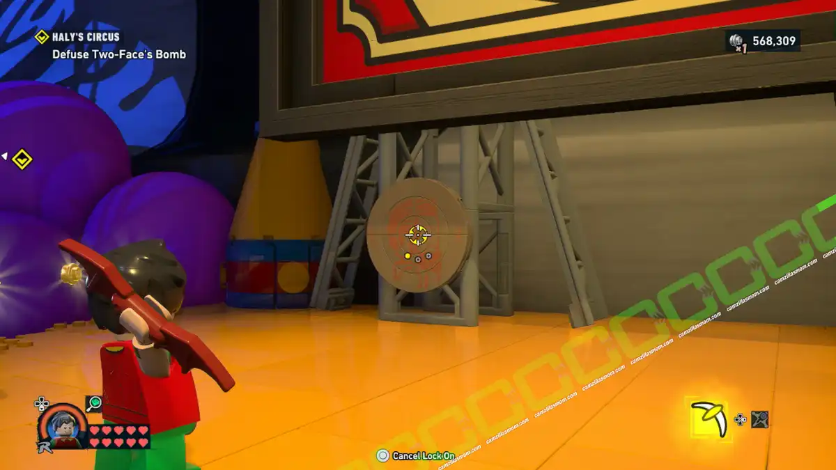 Coin 4 of 5 Defuse Two-Faces Bomb Part 2 - Halys Circus - location - map - Mission 10 - Lego Batman Legacy of the Dark Knight camzillasmom.com