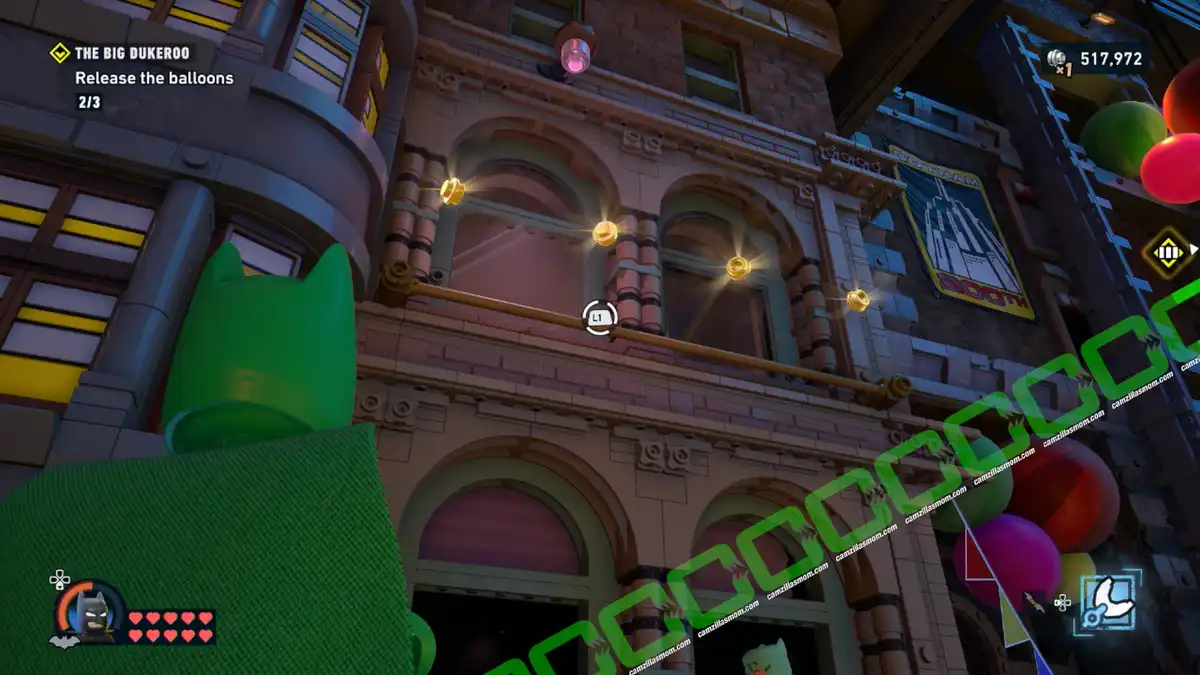 Second Balloon WayneTech Cache 3 grapple - The Big Dukeroo - Mission 9 Joker - Lego Batman Legacy of the Dark Knight camzillasmom.com
