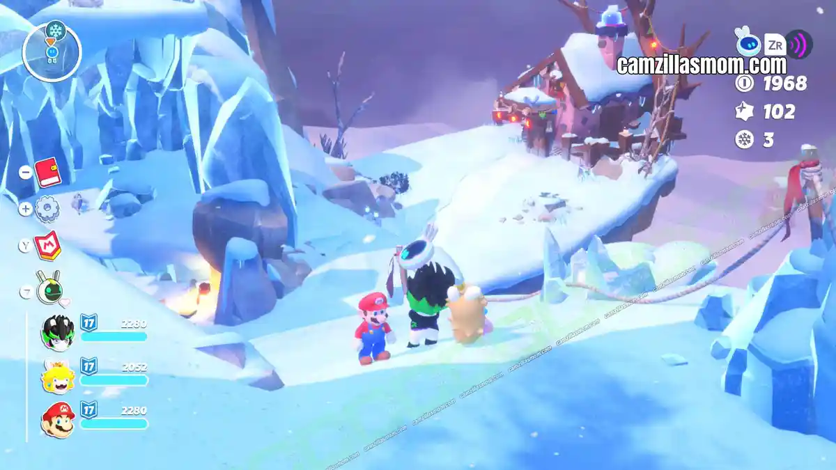 Midwinter-Gateway-location-Pristine-Peaks-Mario-Rabbids-Sparks-of-Hope-2022 camzillasmom.com