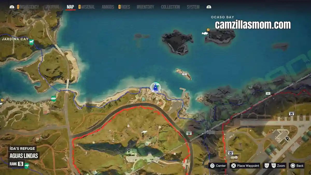 1-Criptograma-Chest-Aguas-Lindas---map---FC6 Aguas Lindas, Ida › camzillasmom.com's Refuge Criptograma Chest location on the map, Far Cry 6