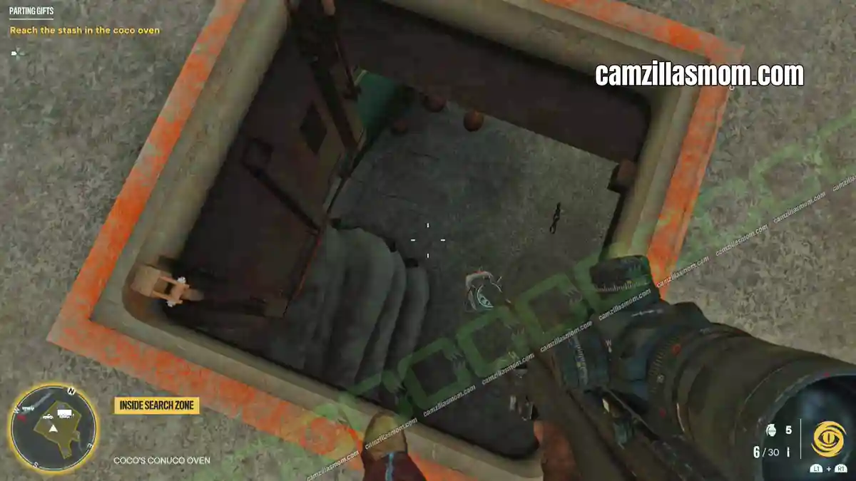 7-Parting-Gifts---Treasure-Hunt---FC6 Ceiling hatch with the lock shot off in the Coco › camzillasmom.com's Conuco Oven building in Far Cry 6