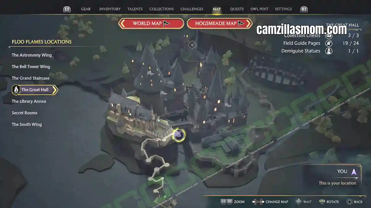 Black-Painting-Outside-The-Great-Hall-map-Hogwarts-Legacy-2023-camzillasmomcom_ Moth mirror below the Great Hall entrance marked on the map - Hogwarts Legacy › camzillasmom.com