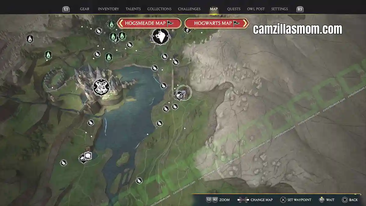 Chest-2-Aranshire-Highlands-map-Hogwarts-Legacy-2023-camzillasmomcom_ Aranshire map showing Collection Chest 2 location in Hogwarts Legacy › camzillasmom.com