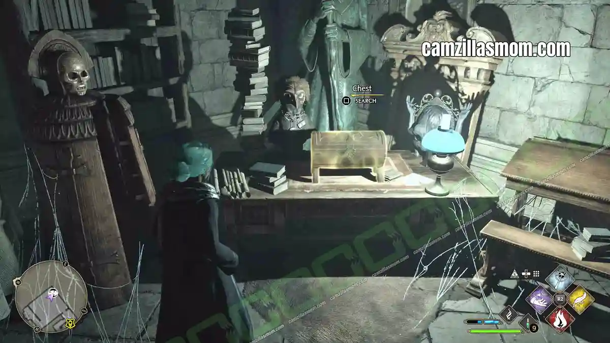 Chest-Wand-Handles-Column-Teal-and-Brown-Restricted-Area-Library-location-Hogwarts-Legacy-2023-camzillasmomcom_ › camzillasmom.com