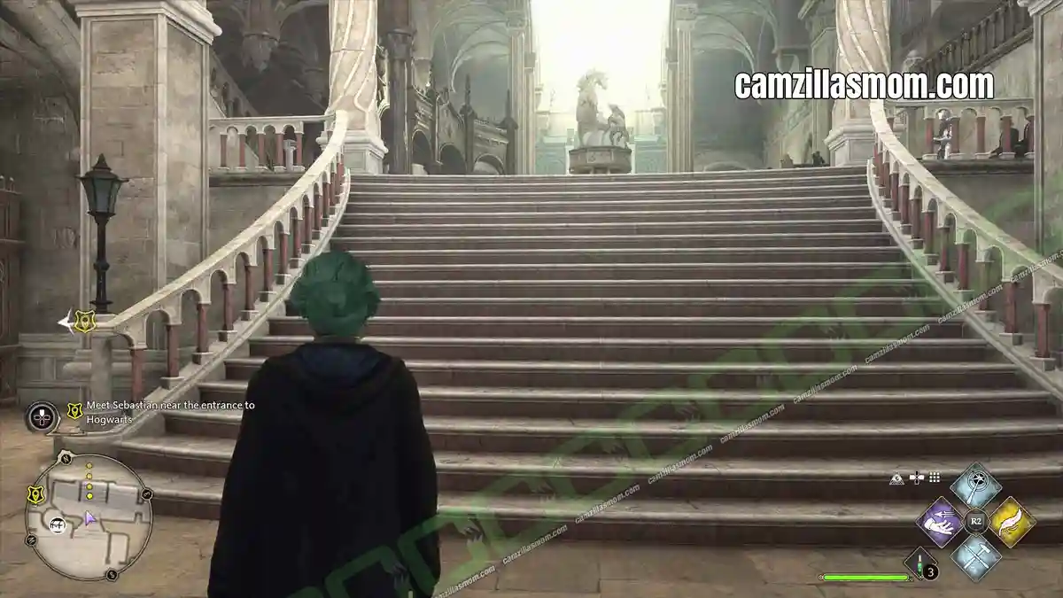 Flying-Paper-bottom-of-stairs-The-Library-Annex-location-Hogwarts-Legacy-2023-camzillasmomcom_ › camzillasmom.com