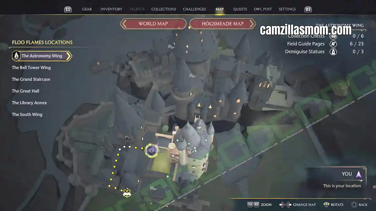 Flying-Paper-bottom-of-stairs-The-Library-Annex-map-Hogwarts-Legacy-2023-camzillasmomcom_ › camzillasmom.com