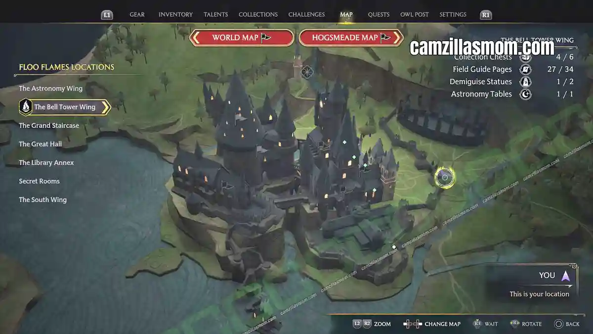 Globe-Statue-Bell-Tower-Wing-outside-near-carriage-map-Hogwarts-Legacy-2023-camzillasmomcom_ › camzillasmom.com