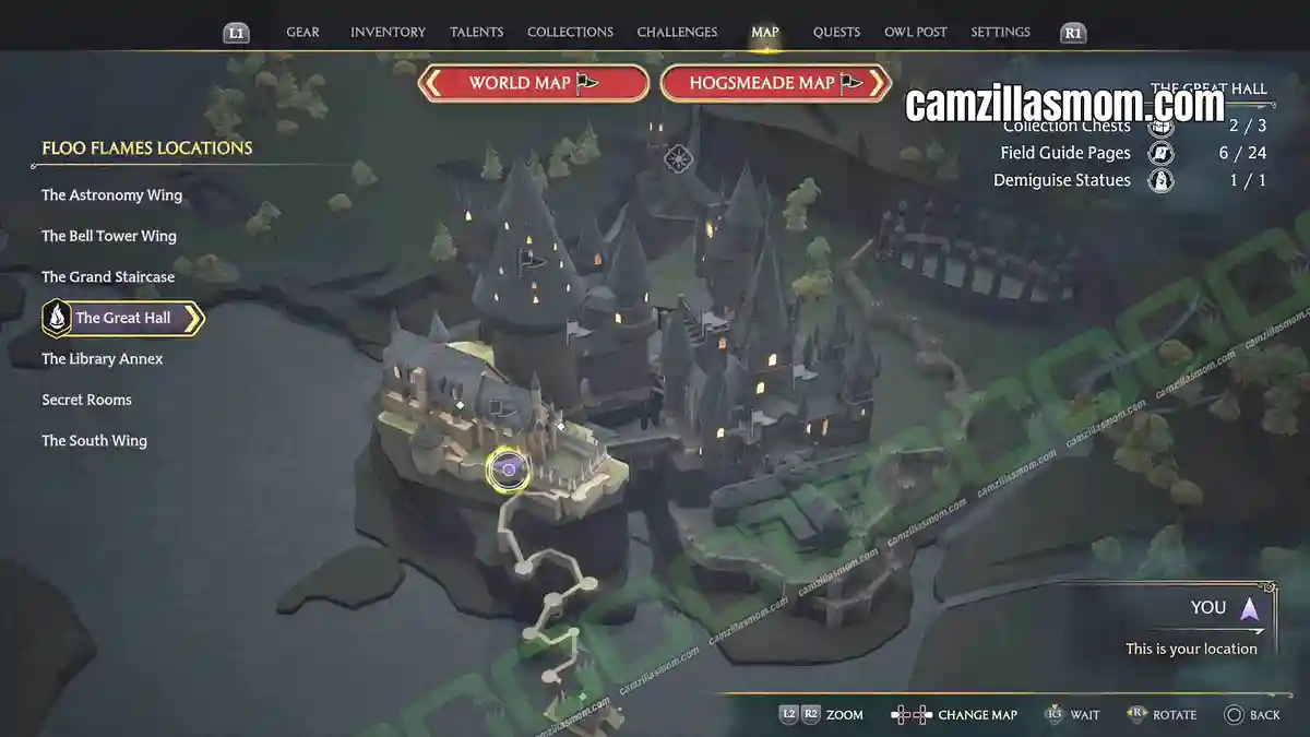 Globe-Statue-The-Great-Hall-Entrance-map-Hogwarts-Legacy-2023-camzillasmomcom_ Globe statue outside the Great Hall entrance marked on the map - Hogwarts Legacy › camzillasmom.com