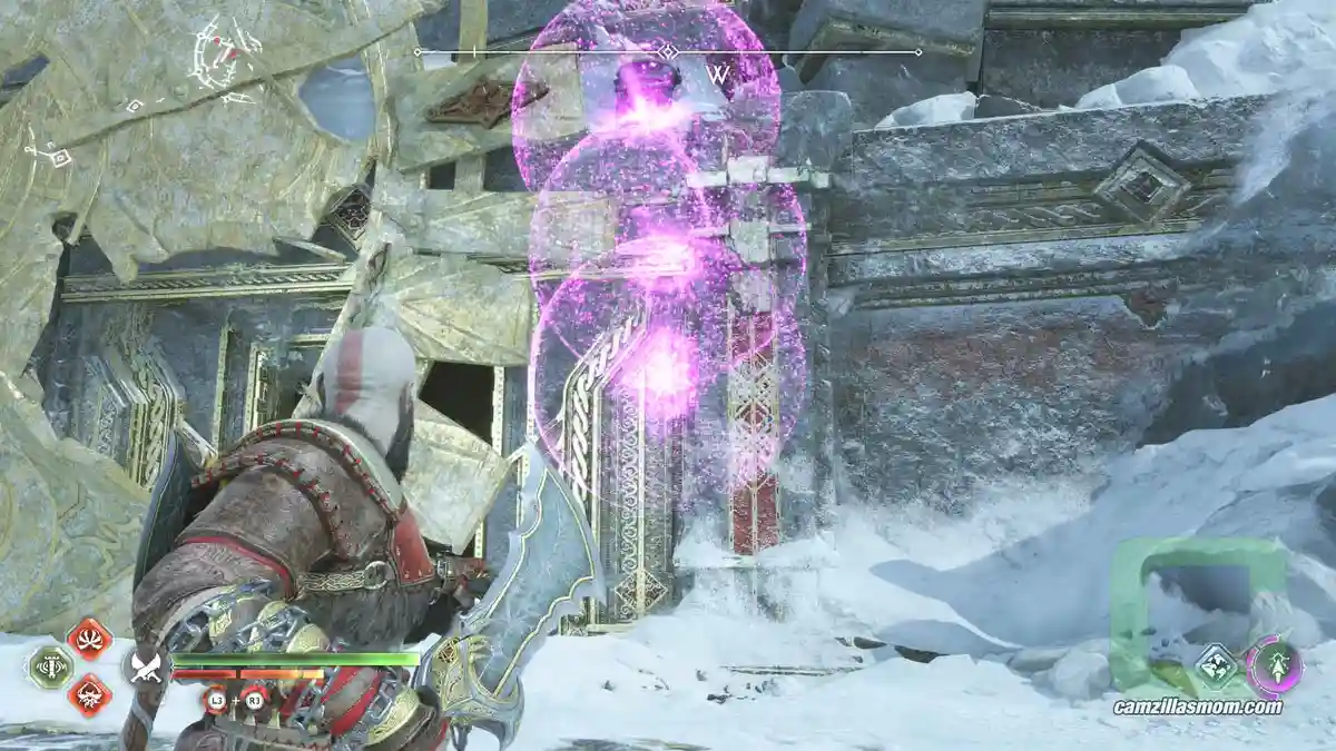 Nornir-Chest-Rune-C-location-2-The-Oarsmen-God-of-War-Ragnarok-2022 C-Rune location 2 – close-up of the C-Rune burned via a chain of pink arrows Nornir-Chest-Rune-C-location-2-The-Oarsmen-God-of-War-Ragnarok-2022 camzillasmom.com