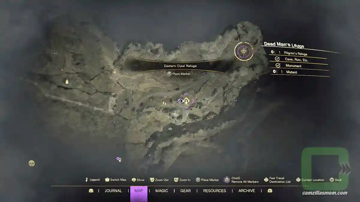 Pilgrims-Refuge-Dead-Mans-Ledge-map-Forspoken-2023 Pilgrim › camzillasmom.com's Refuge location map Dead Man's Ledge Forspoken