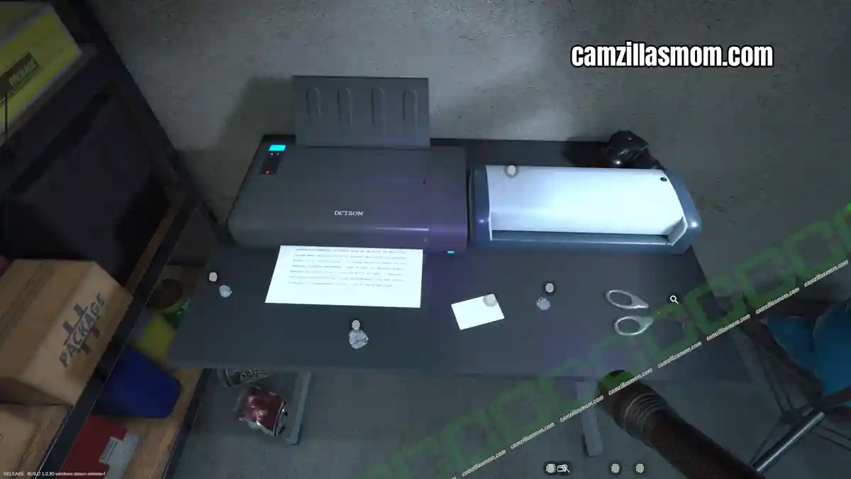 printer-table-prints-paper-trails-forensics-crime-scene-detective Fingerprints and scissors on the forgery printer table in the Paper Trails crime scene › camzillasmom.com