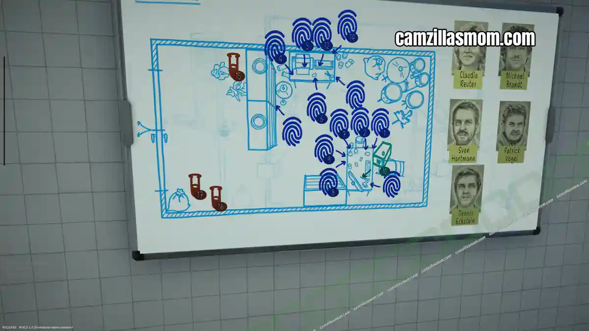 web-of-evidence-whiteboard-paper-trails-forensics-crime-scene-detective Web of Evidence whiteboard showing suspect connections in the Paper Trails case, Forensics: Crime Scene Detective › camzillasmom.com