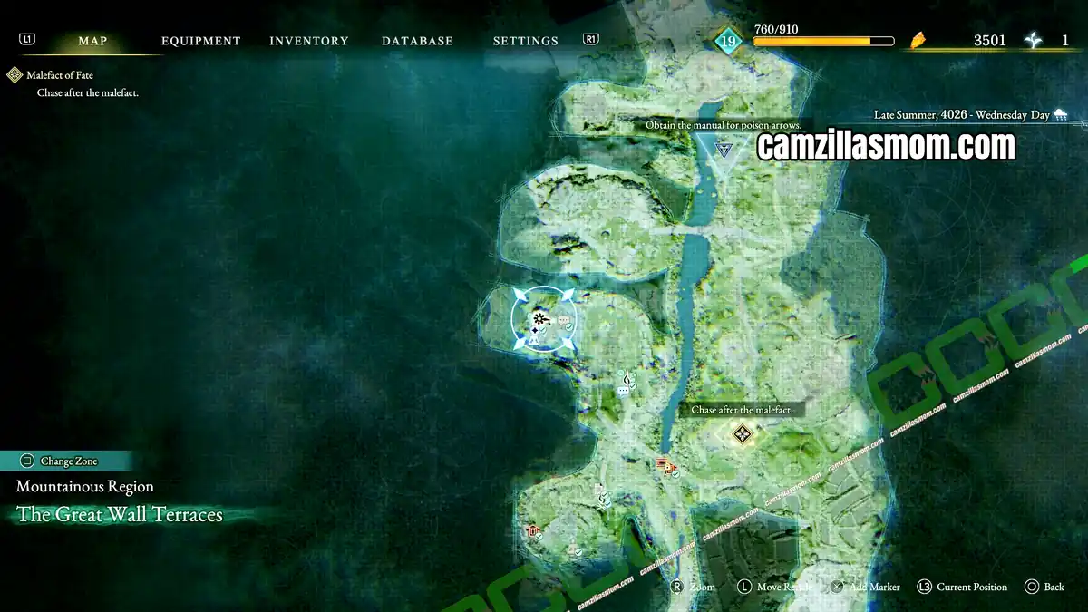 mountain-overview-shrine-3-map-the-great-wall-terraces-beast-of-reincarnation Map marking the Dragon Vein Shrine above Mountain Overlook Campsite in Beast of Reincarnation › camzillasmom.com