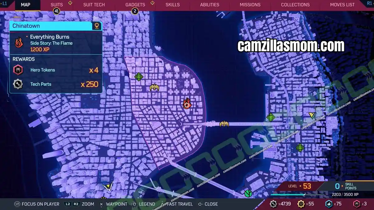 1-everything-burns-the-flame-map-chinatown-marvels-spider-man-2 Everything Burns Flame mission start on a Chinatown rooftop in Spider-Man 2 › camzillasmom.com