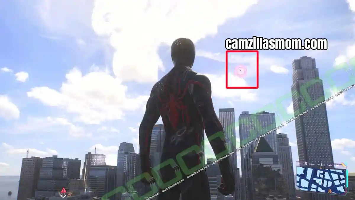 1-spider-bots-location-financial-district-marvels-spider-man-2 Classic Mysterio Spider-Bot floating high above the Financial District in Spider-Man 2 › camzillasmom.com