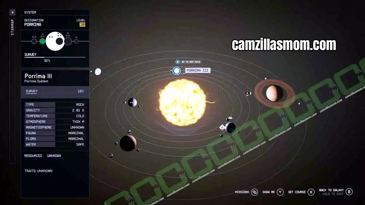 1-system-on-the-run-starfield Porrima System starmap southeast of Cheyenne showing the Red Mile location on Porrima III in Starfield On the Run › camzillasmom.com