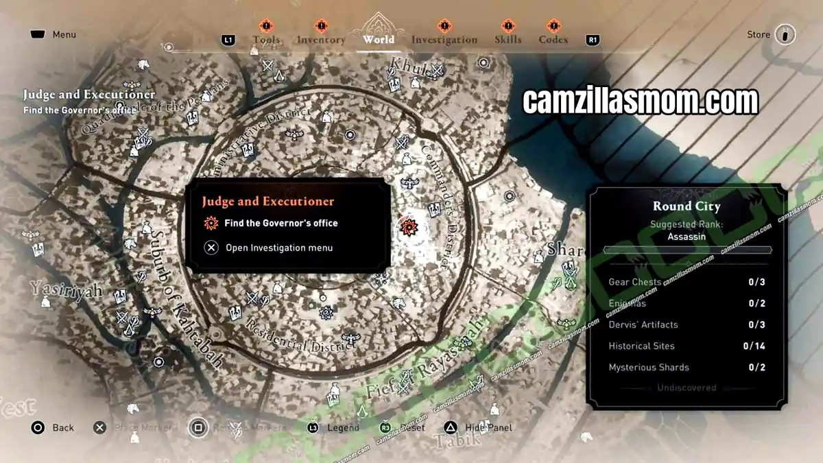 10-shurta-headquarters-map-judge-executioner-al-bahamut-investigation-assassins-creed-mirage Map location of the Shurta Headquarters in the east of the Round City in Assassins Creed Mirage › camzillasmom.com