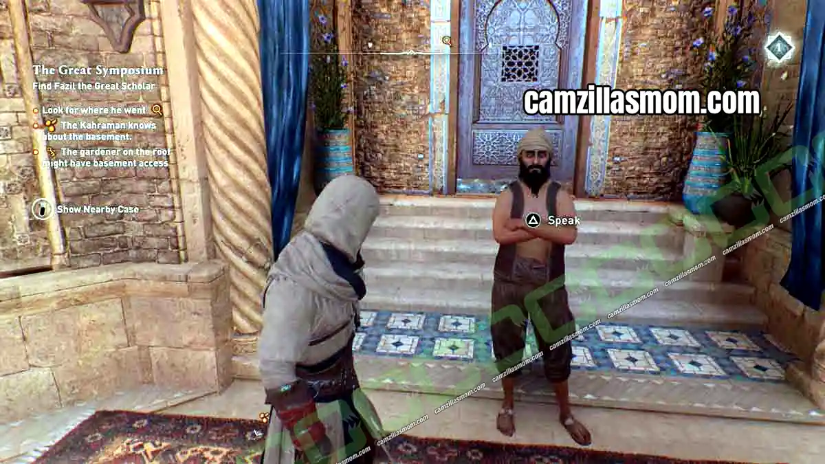 12-man-al-rabisu-investigation-assassins-creed-mirage Gatekeeper guarding the door to the basement at the House of Wisdom in Assassins Creed Mirage › camzillasmom.com