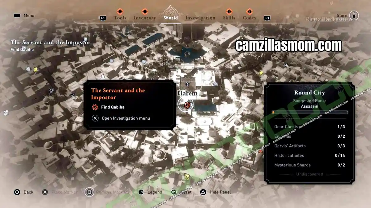 13-map-start-the-servant-al-bahamut-investigation-assassins-creed-mirage Map location of the Harem in the Round City in Assassins Creed Mirage › camzillasmom.com