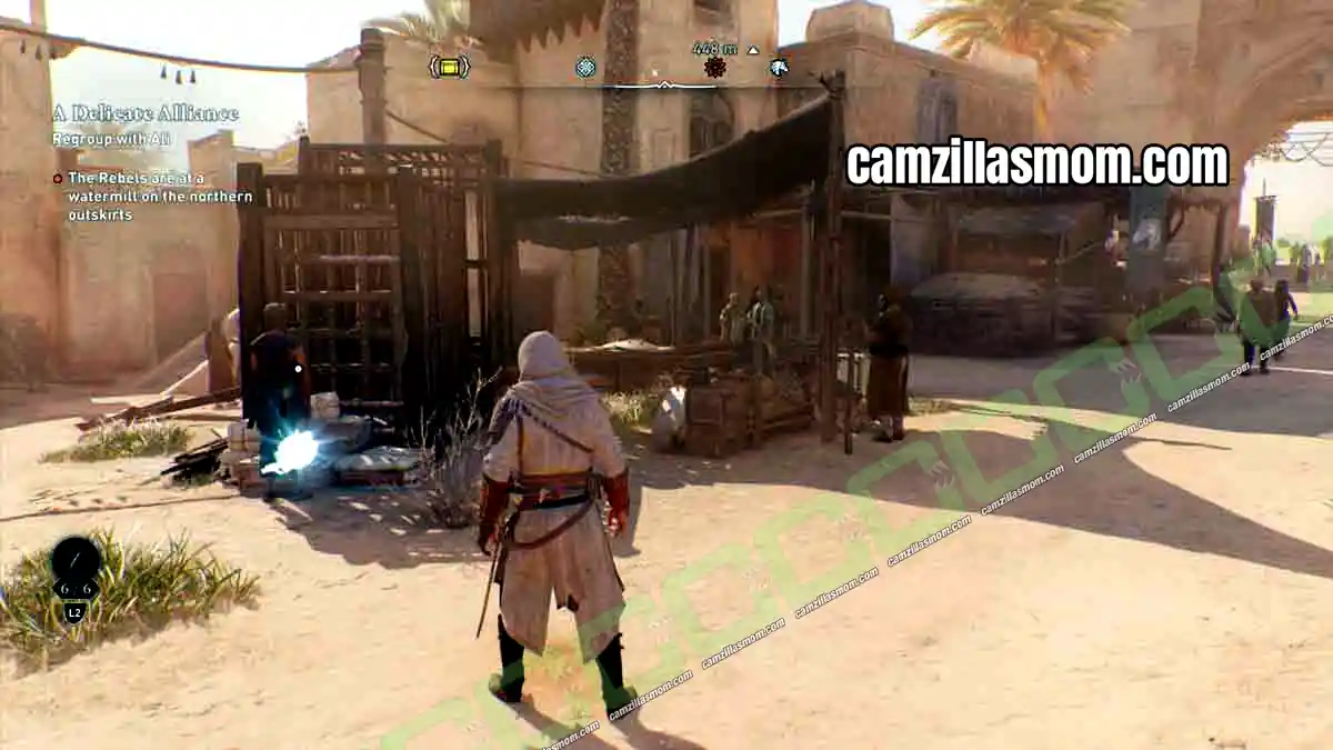 18-historical-site-harbiyah-collectibles-assassins-creed-mirage Prisons Historical Site orb at the Damascus Gate Prison entrance in Harbiyah in Assassins Creed Mirage › camzillasmom.com