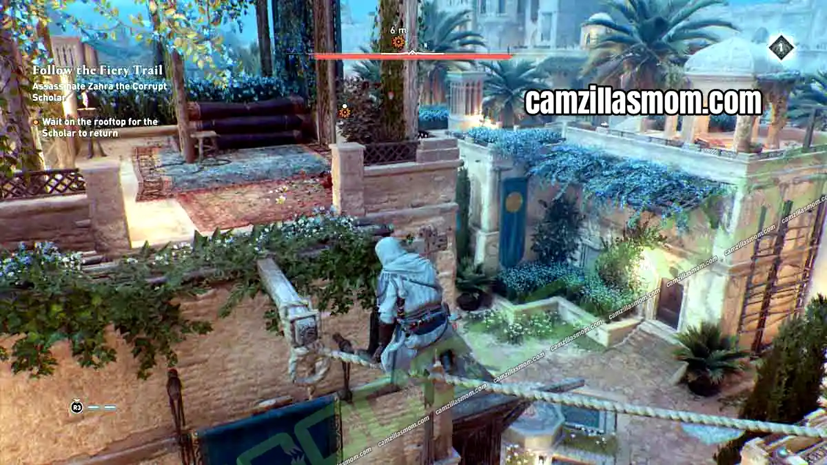 19-rooftop-al-zarik-the-book-burner-investigation-assassins-creed-mirage Rooftop marker at the Scholars Estate to wait for Zahra in Assassins Creed Mirage › camzillasmom.com
