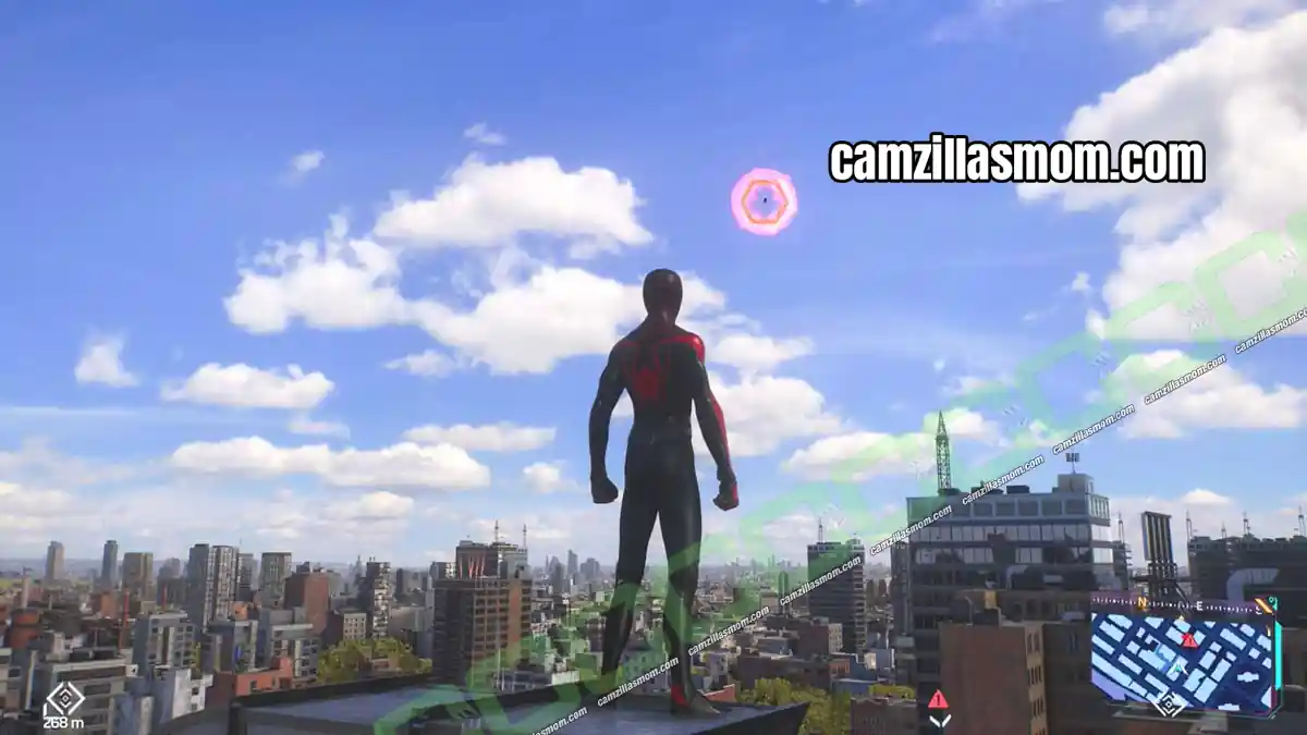2-spider-bots-location-williamsburgh-marvels-spider-man-2 Scorpion Spider-Bot flying high above the rooftops in the south of Williamsburg in Spider-Man 2 › camzillasmom.com