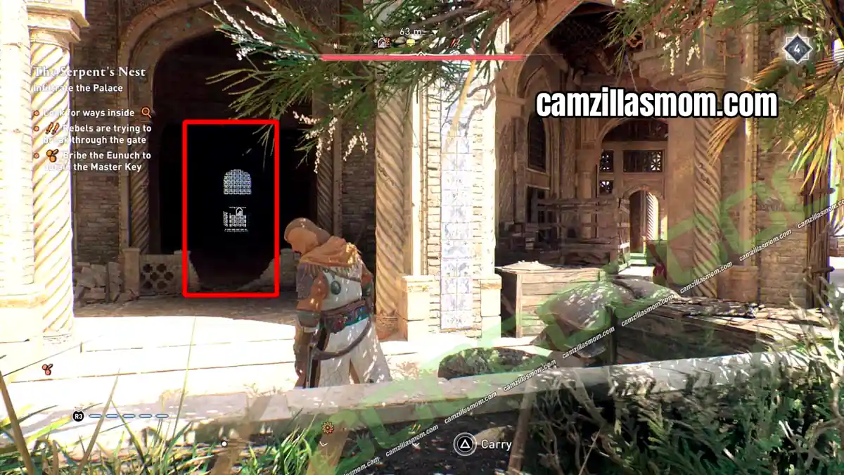 27-roof-secret-entrance-al-bahamut-head-of-the-order-investigation-assassins-creed-mirage Secret entrance on the roof of the dome next to the oil jars in Assassins Creed Mirage › camzillasmom.com
