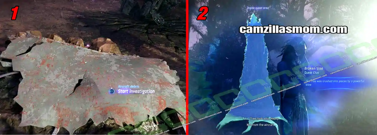 3-aircraft-debris---broken-tree-the-unsung-hunter-quest-avatar-frontiers-of-pandora Aircraft debris and broken tree clue pair at Construction Site Echo in The Unsung Hunter quest in Avatar Frontiers of Pandora › camzillasmom.com