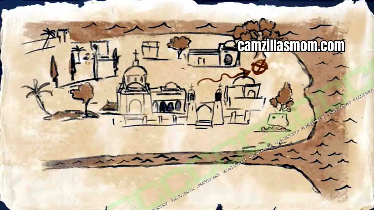 3-enigma-a-holy-hoard-harbiyah-collectibles-assassins-creed-mirage A Holy Hoard Enigma drawing of a church and a tree in Assassins Creed Mirage › camzillasmom.com