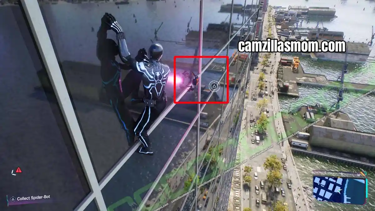 3-spider-bots-location-upper-west-side-marvels-spider-man-2 Spider-Girl Spider-Bot on the wall facing the water in the southwest of the Upper West Side in Spider-Man 2 › camzillasmom.com