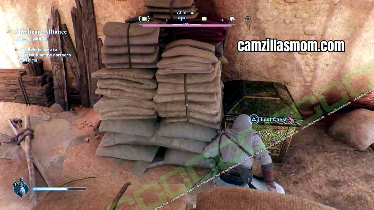 35-gear-chests-harbiyah-collectibles-assassins-creed-mirage Zanj Uprising Sword Gear Chest below the Damascus Gate Prison entrance in Harbiyah in Assassins Creed Mirage › camzillasmom.com